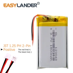 JST1.25 2P 123048 3.7V 1800mAh Lithium Polymer LiPo Rechargeable Battery For Mp3 PAD DVD E-book bluetooth speaker LED light