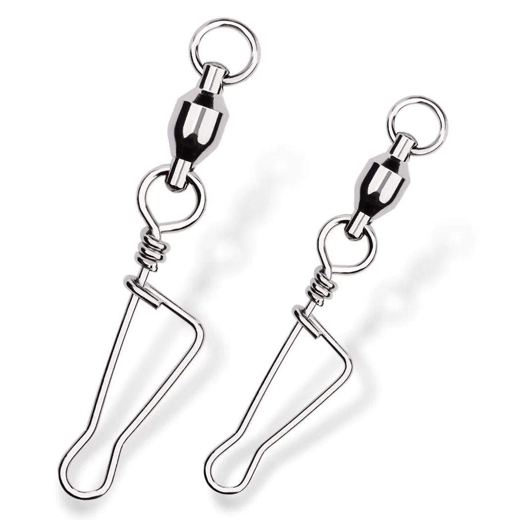 20Pcs/Bag Fishing Rolling Swivels Connector With T Shape Snap 0# - 8# For Fishhook Lure Tackle Carp Fishing Accessories