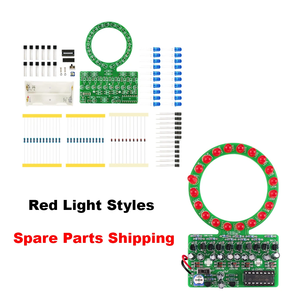 D4017 Ring Shaped Gradient LED Water Lamp DIY Electronic Kit 20 Lamp Beads Welding and Manufacturing Parts for Traning and Teach
