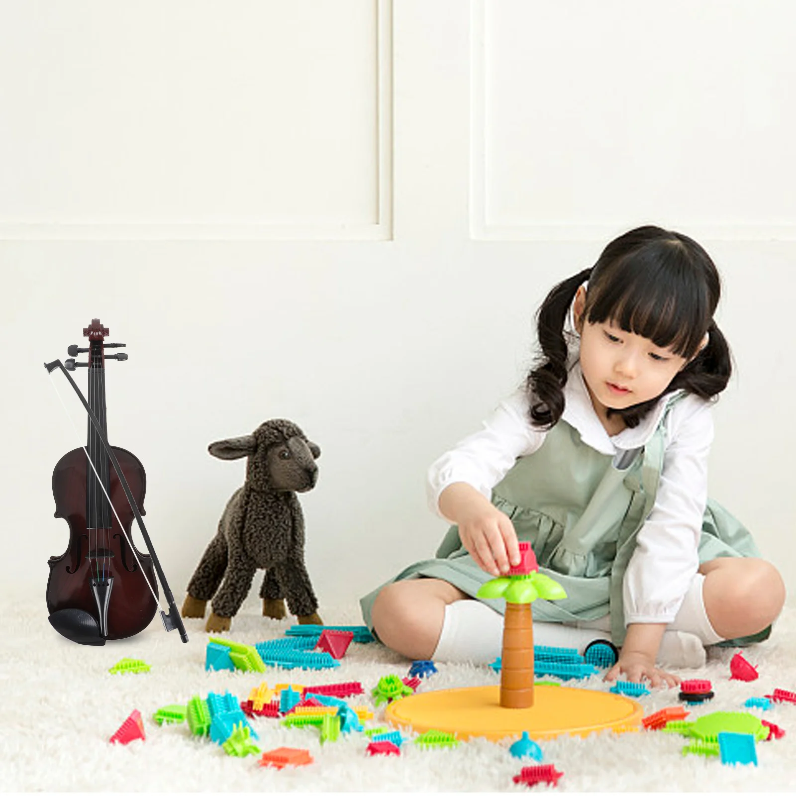 

1Set Kids Simulated Violin Color Music Entertainment Instrument Creative Early Education Plastic Strings Plaything