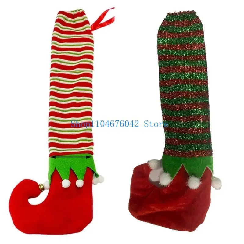 652F Christmas Elf Patterned Table Leg Covers Chair Foot Covers Table Feet Socks Bring Joyful Festive Day