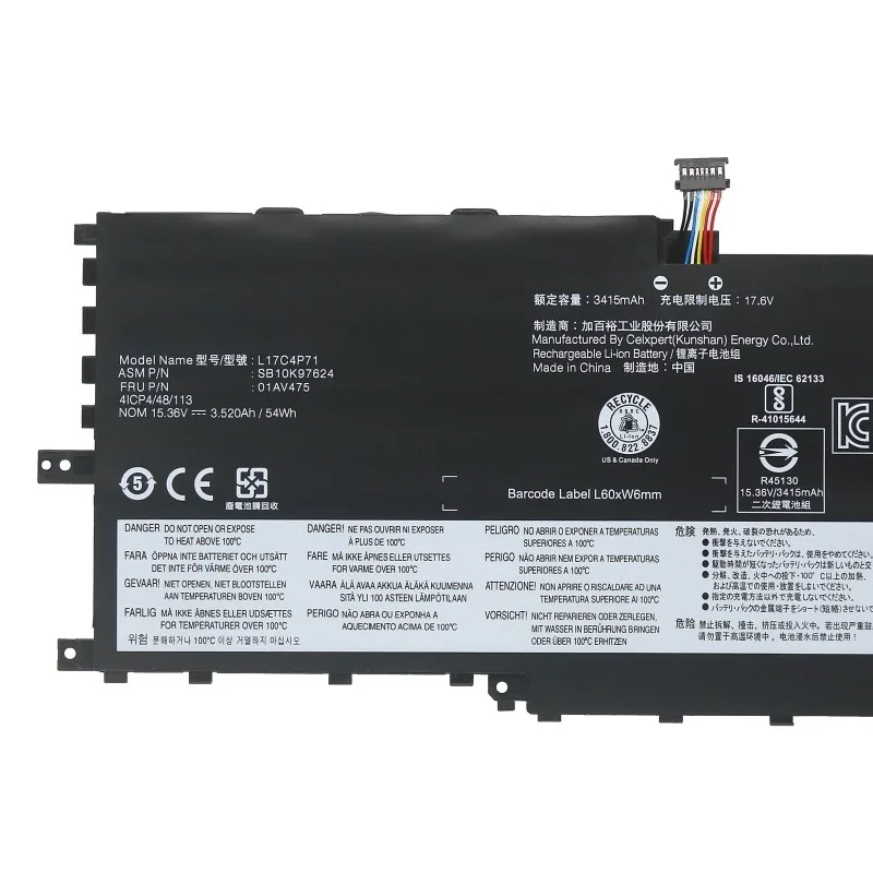 L17C4P71 L17M4P73 01AV475 01AV474 SB10K97638 SB10K97624 01AV499 Battery For Lenovo ThinkPad X1  2018 3rd Gen Carbon 7 15.36V 54W
