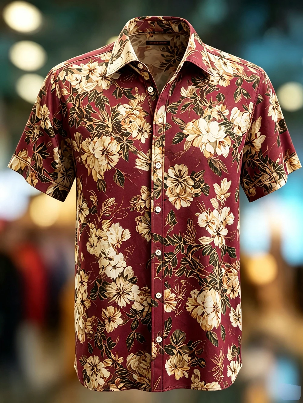 2026 Summer Men's Lightweight Soft Short Sleeve Shirt Natural Plant Flower Print Shirt Hawaiian Vacation Outdoor Party Top Men