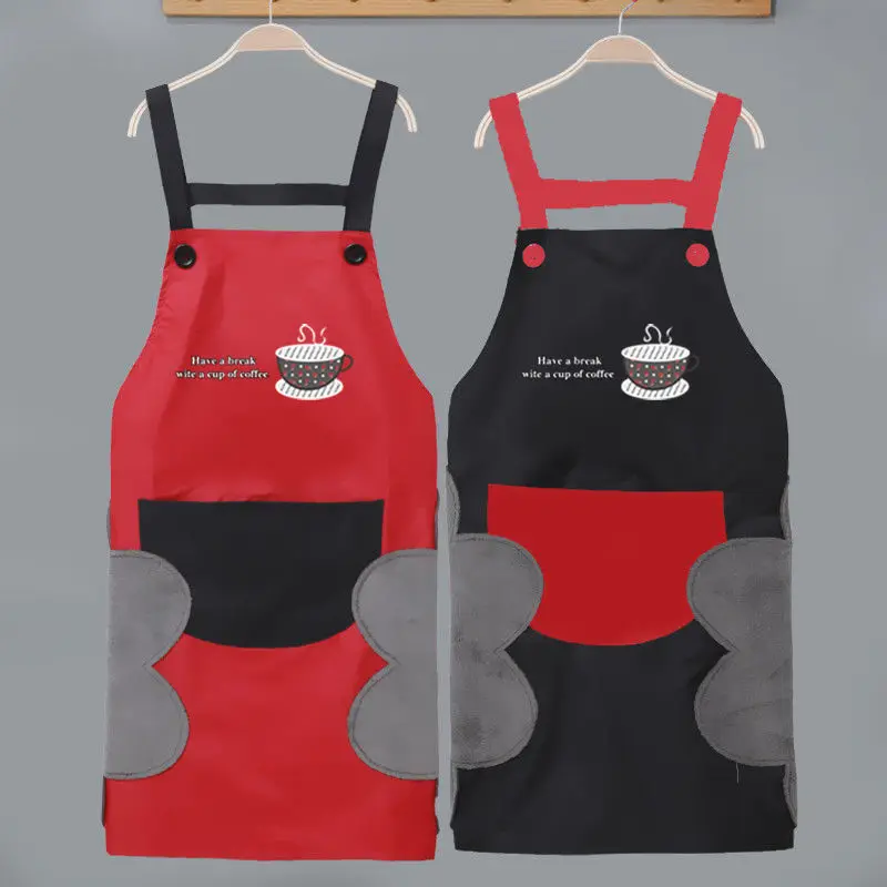 Washable apron women\'s fashion kitchen household adult waterproof and oil proof household cooking dirt resistant baking Bib