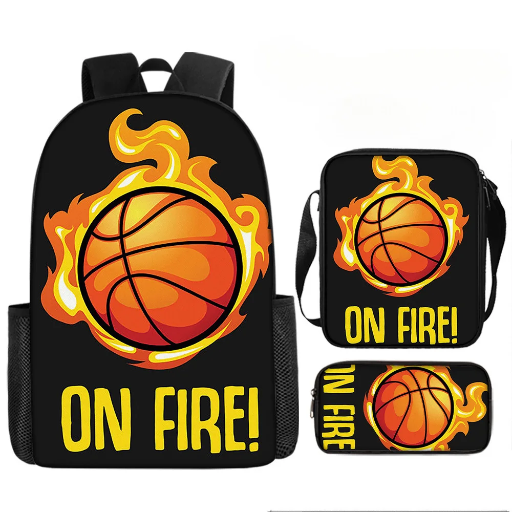 Popular Youthful Novelty Basketball 3D Printed 3pcs/Set Student Travel bags Laptop Daypack Backpack Shoulder Bag Pencil Case