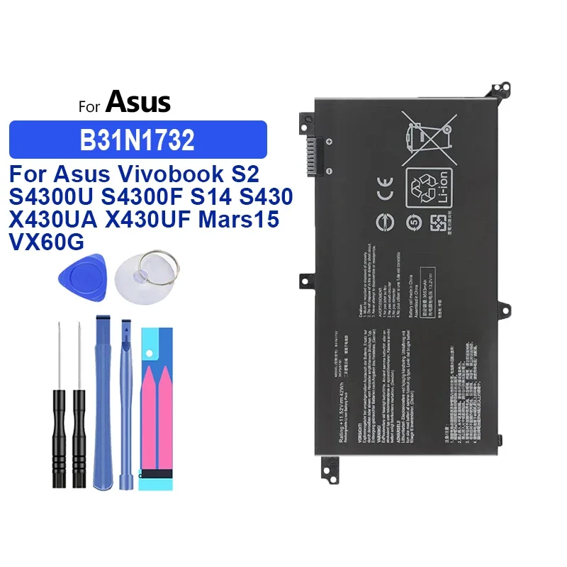 Battery 3653mAh B31N1732 For Asus Vivobook S2 S4300U S4300F S14 S430 X430UA X430UF Mars15 Mars 15 VX60G Laptop