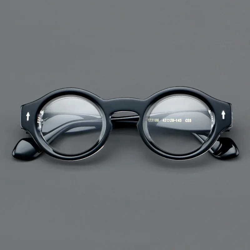 VCKA Runde Acetat-Myopie, Anti-Blau, Verfärben, Brille, Vintage-Stil, für Herren, verschreibungspflichtige Intensivierung, individuelle Optik, Brillen – 0,50 bis -10 – Detail 11