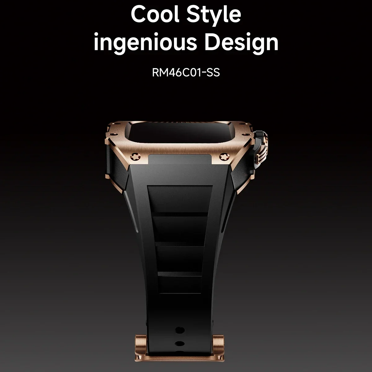 طقم تعديل حامي فاخر حافظة من الفولاذ المقاوم للصدأ لسلسلة ساعات أبل 10 46 ملم حزام سيليكون أنيق لساعة iWatch 10