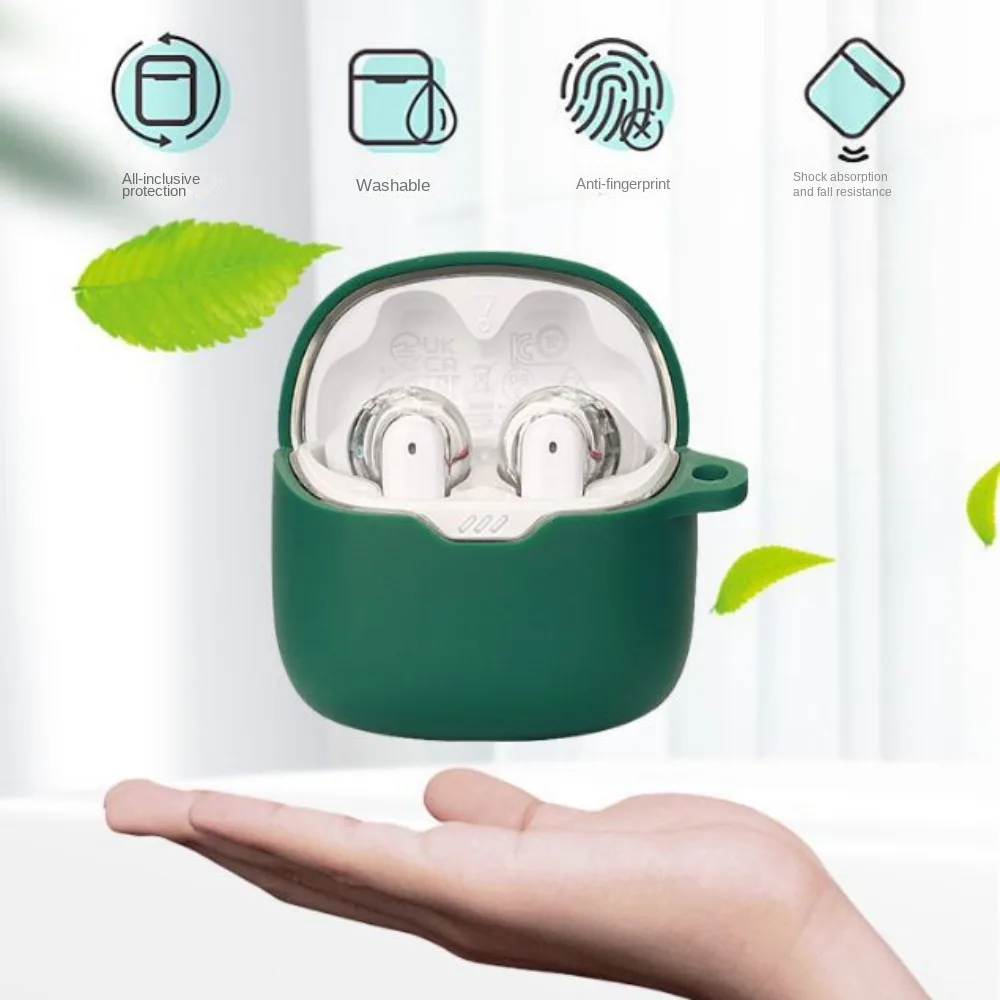 Portable Silicone Earphone Case Soft Shockproof Earphone Protective Cover Dustproof Storage Shell for JBL TUNE FLEX Home/Travel