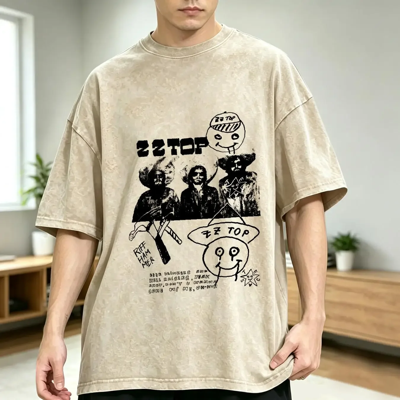 washed T Shirt ZZ TOP Hellraiser and Beerdrinkers Creedance Clearwater Revival Canned Heat MC5 Stooges long or short sleeves