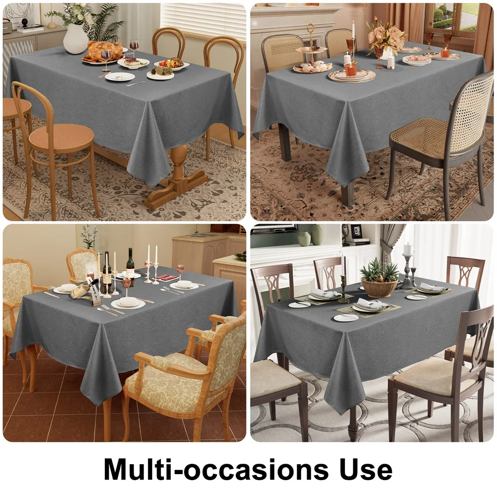 Rectangle Tablecloth Faux Linen Table Cloth Waterproof Wipeable Fabric Round Tablecloth Washable Table Cover For Kitchen Dining