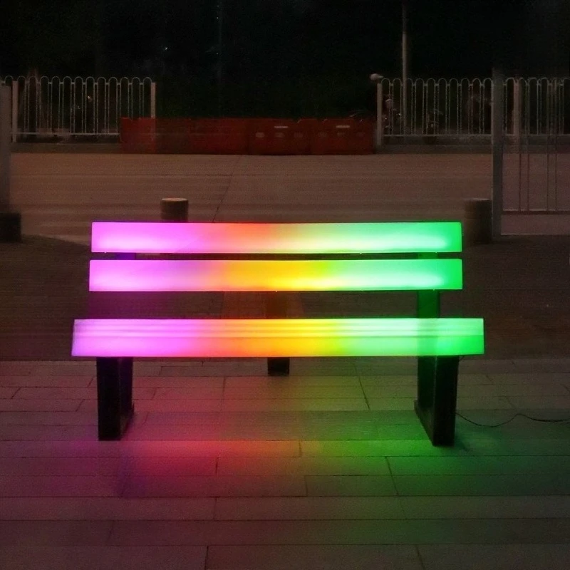 Colorful luminous plastic bench square garden outdoor decoration park landscape special stool thickened