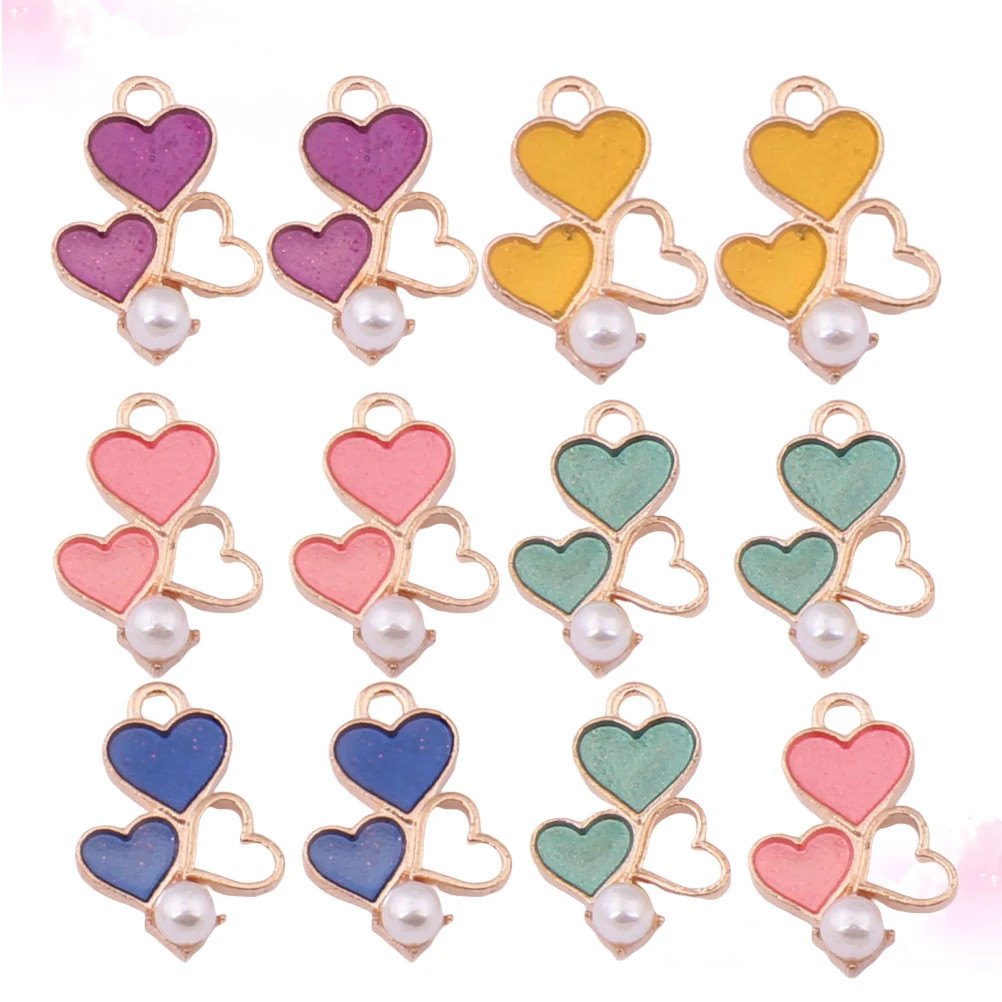

12pcs Love Pendant Charm Delicate DIY Pearl Charms for Bracelet Necklace Making Jewelry Accessories Heart Shaped Decor