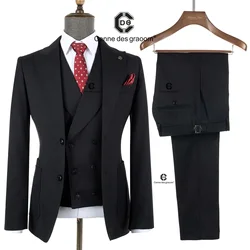 Cenne Des Graoom 2024 Classic Fit 2 Button Black Stripe Suits for Men Blazer Vest Pants 3 Pieces Set Meeting Wedding Daily Use