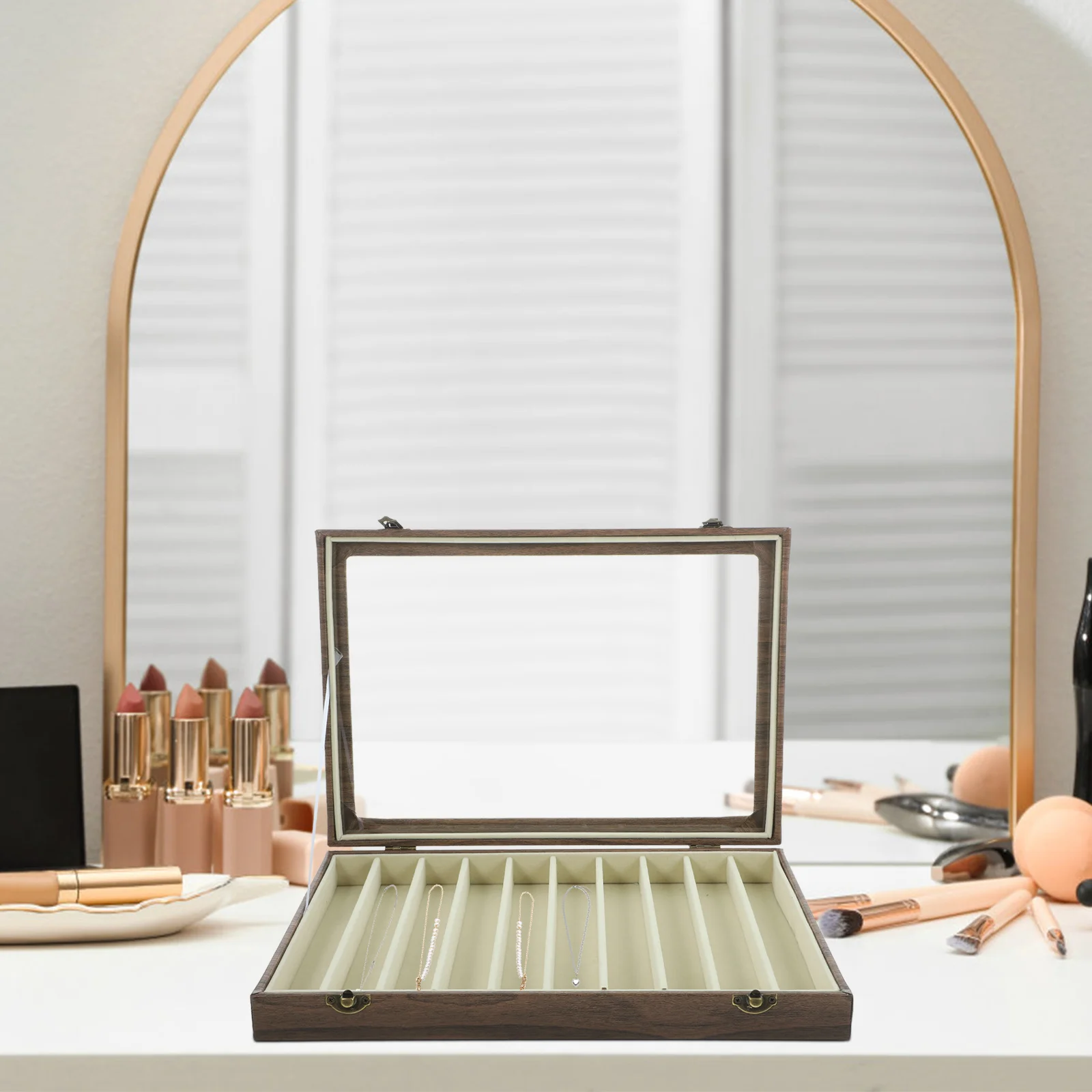 

Jewelry Storage Box Transparent Window Thin Design For Necklace Bracelet Ring Organizer Display Case Stackable Jewelry