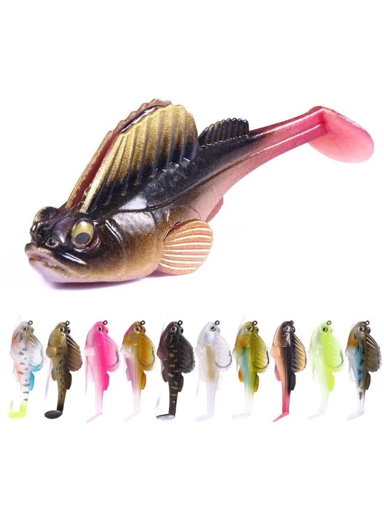 1 Stück/10 Stück 7,5 cm/14,2 g Silikon Dark Sleeper Wobbler Angelköder Sinkender Weichköder Jig-Haken Swimbaits Bass Shad für Barsch-Angelzubehör