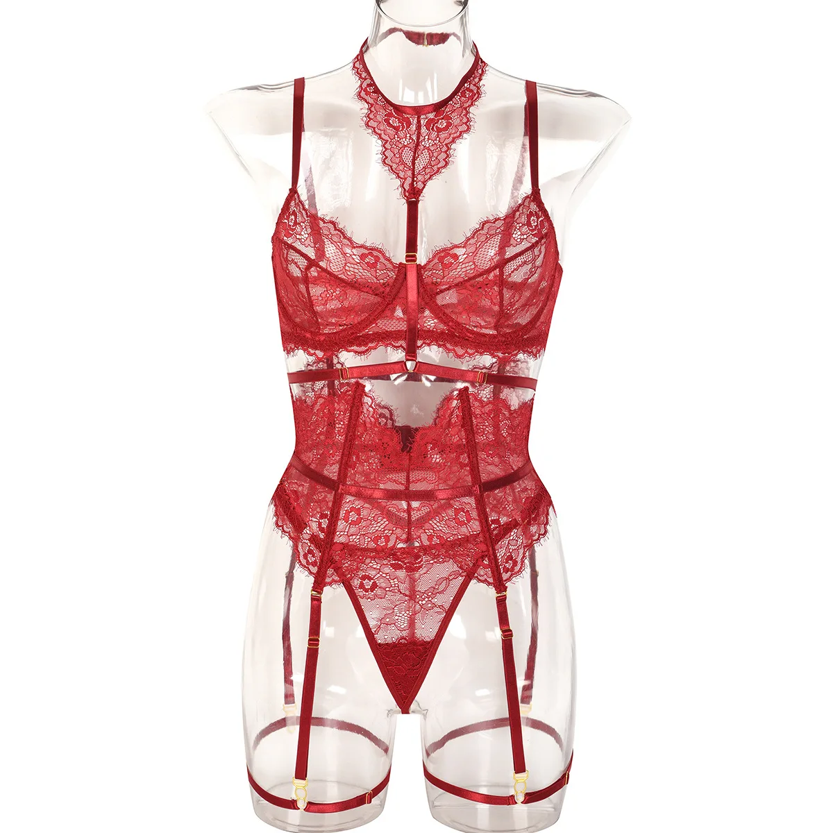 

Women Sexy Lace Erotic Set Mesh See Through Lingerie Bra Thong Set Thin Hollow Out Underwear Sleepwear Sexy Costumes