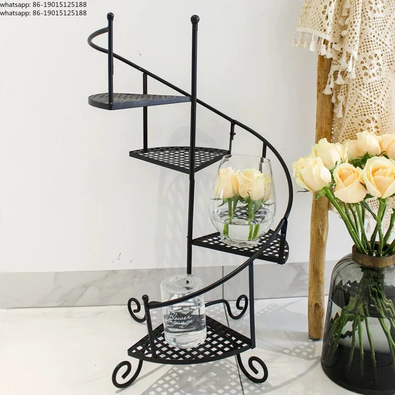 Wrought iron courtyard floor-to-ceiling flower stand multi-layer garden flower pot stand soft decoration balcony shop window