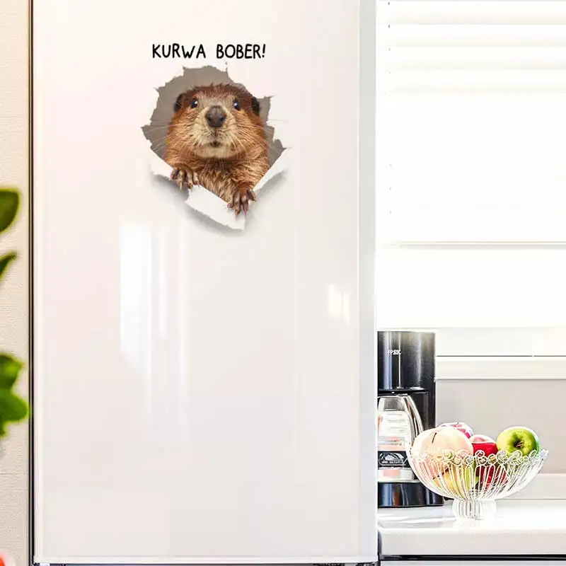 Beaver Toilet Stickers Cartoon Child Urination Toilet Lid WC Door Sticker Removable Self-Adhesive Decor Paper Household S908