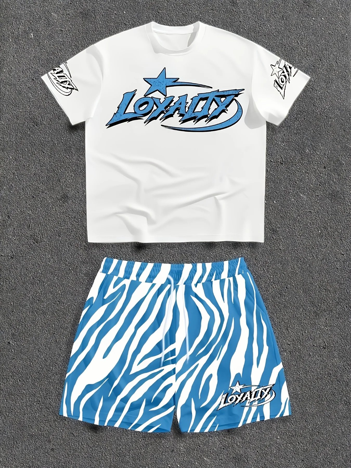 

2026 New "Loyalty Zebra Print" Men's Fashion Versatile T-shirt Set Suitable for Daily Wear and Competition Attire