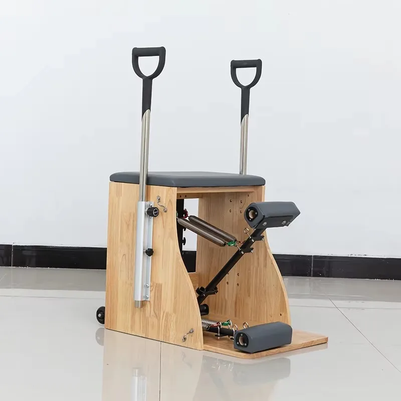 

YTYIN Lenton Home Gym: Oak & Steel Pilates Reformer with Wunda Chair | Professional Yoga Training Equipment