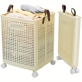 66.5L Foldable Laundry Basket with Wheels – XL Collapsible Storage Bin 1