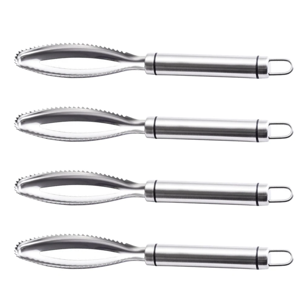 

4pcs Stainless Fish Scales Scaler Remover Manual Remover Tool Scraper Anti Rust Kitchen Seafood Tools