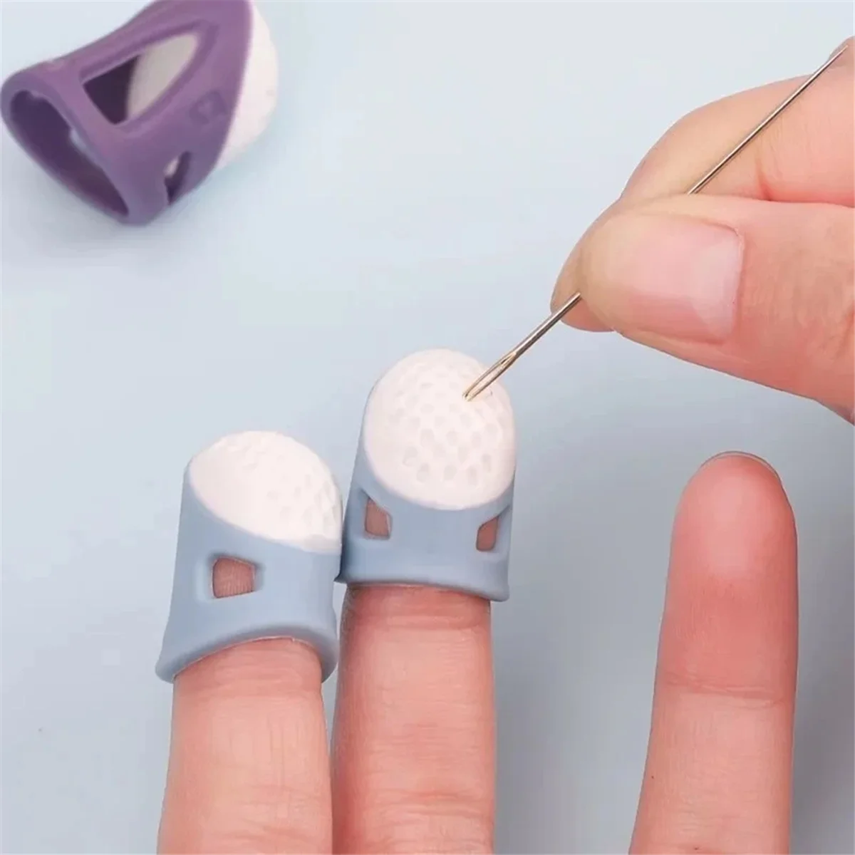 CHCH 20PCS Sewing Thimbles Silicone Sewing Finger Tips Anti-Slip Finger Cover Hollowed Protector Sleeve DIY Hand Sewing Tools