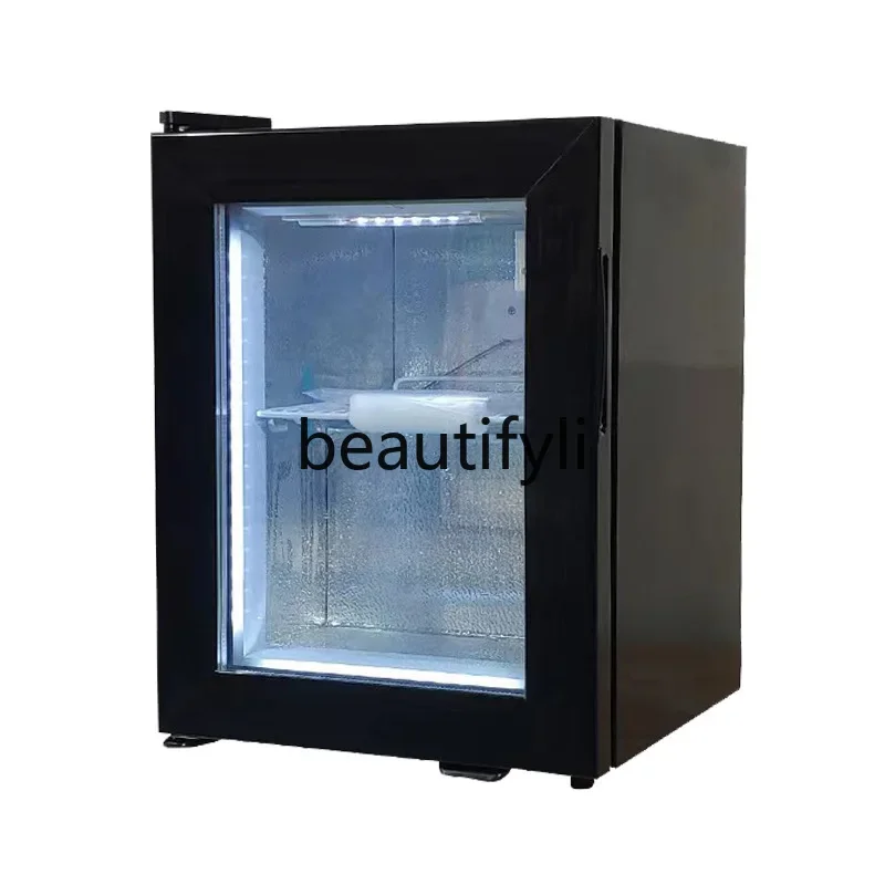 A61 Glass Door Refrigerator Commercial Lockable Ice Cream Display Full Freezer Small Refrigerator Black