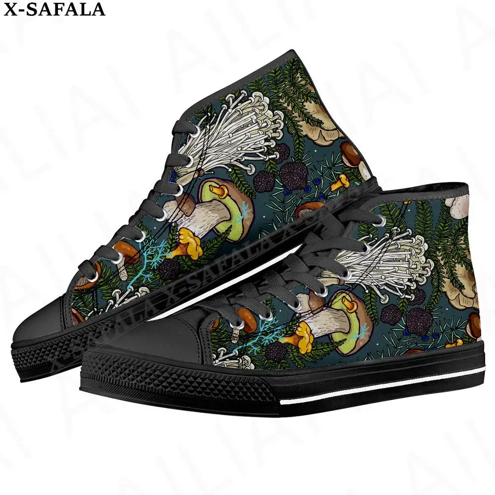 Nature Mushroom Hippie Men Vulcanized Sneakers High Top Canvas Shoes Classic Brand Design Men Flats Shoes Lace Up Footwear-3