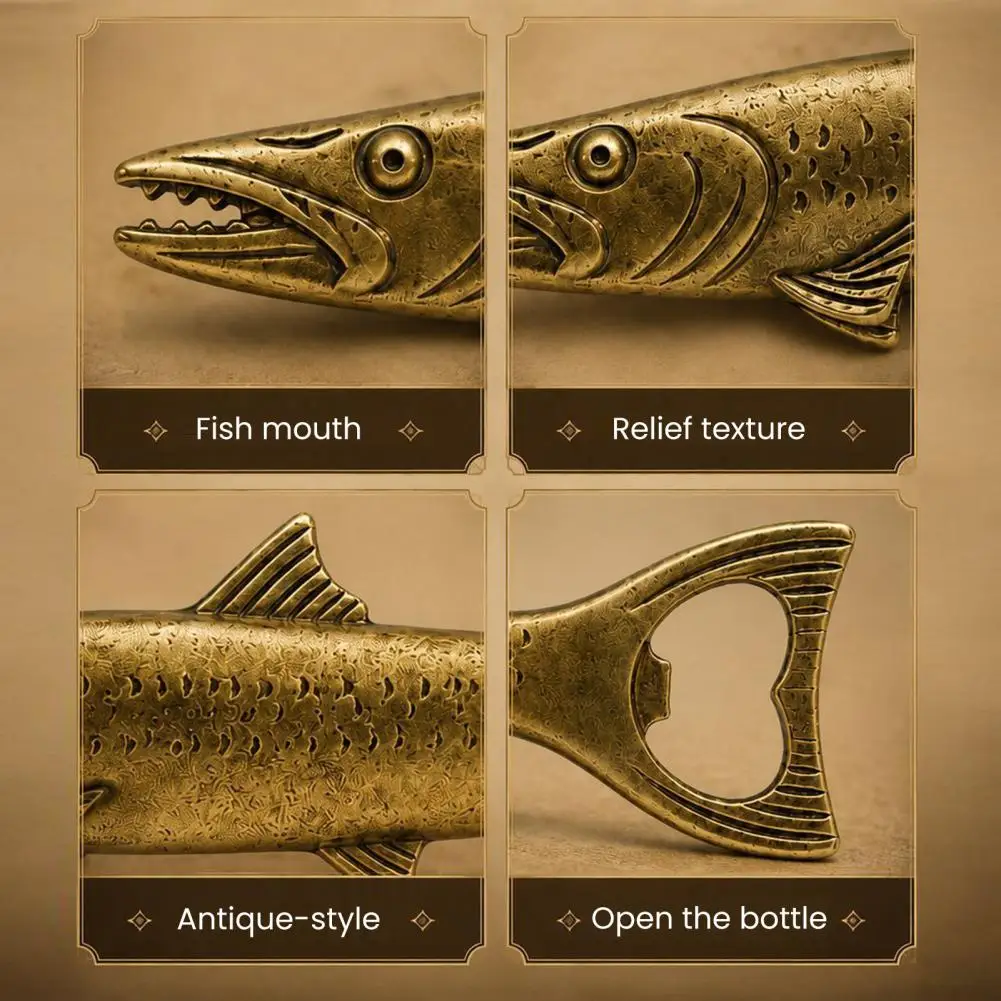 Heavy Duty Metal Bottle Opener Collector Fish Bottle Opener Rustic Fish Bottle Opener Detailed Scale Design Cap Retro for Beer