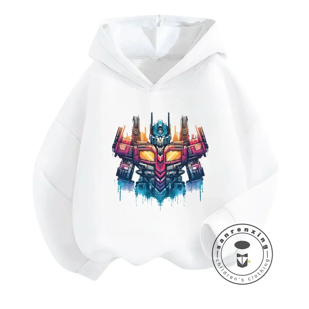 Transformers Ignite Boys' Fashion Cartoony Hoodie for Merging Streetwear Coolness with Hip-Hop Vibes Soft Warm for Spring Autumn