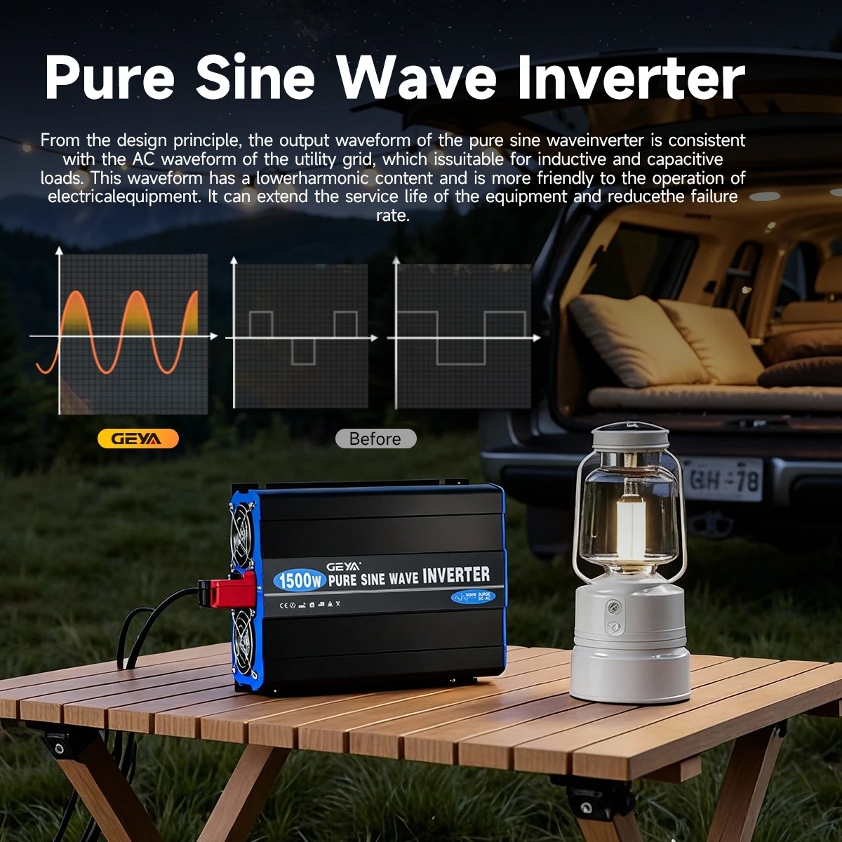 Pure Sine Wave Inverter Power Inverter 4000W 6000W DC 12V/24V to AC 220V Universal Socket for RV, Truck, Solar Auto Accessories