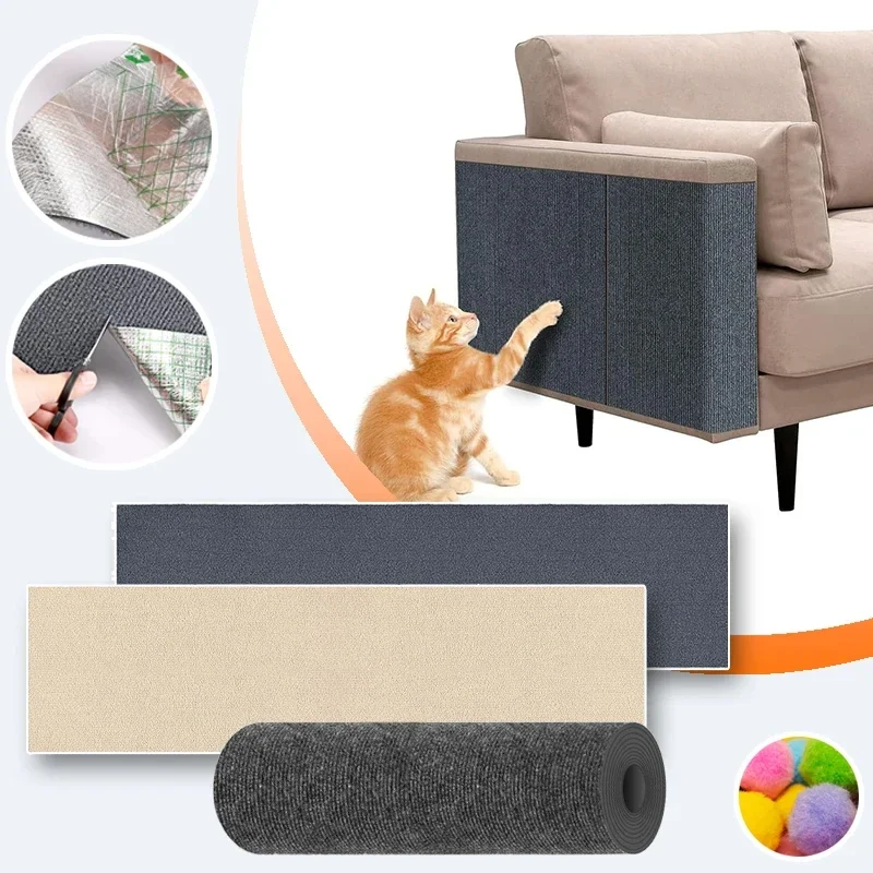 

Cat Crawling Mat Climbing Frame Protection Sofa Anti Cat Scratch Trimmable Self-adhesive Felt Fabric Carpet Post Board Cats Toy