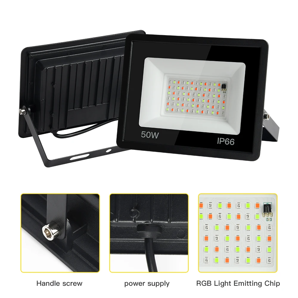 RGB LED الكاشف عاكس الإضاءة في الهواء الطلق 220 فولت 30 واط 50 واط 100 واط IP66 مقاوم للماء في الهواء الطلق RGB الأضواء مصابيح إضاءة المناظر الطبيعية #2