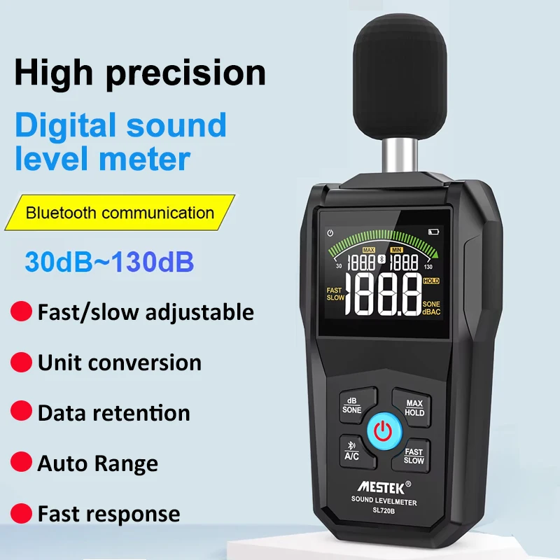 sl720b-デジタル騒音計-30～130db-騒音レベル測定器-lcdカラー画面-オーディオテスター-a-c特性-曲線-最大-最小値表示