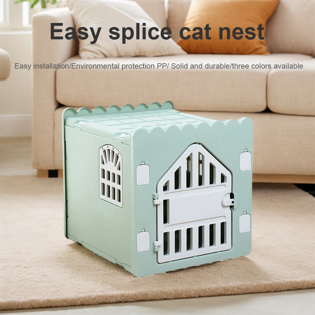 

Пластиковый складной вольер для бездомных кошек с дверцей для выхода, домик для кошек для использования в помещении и на улице