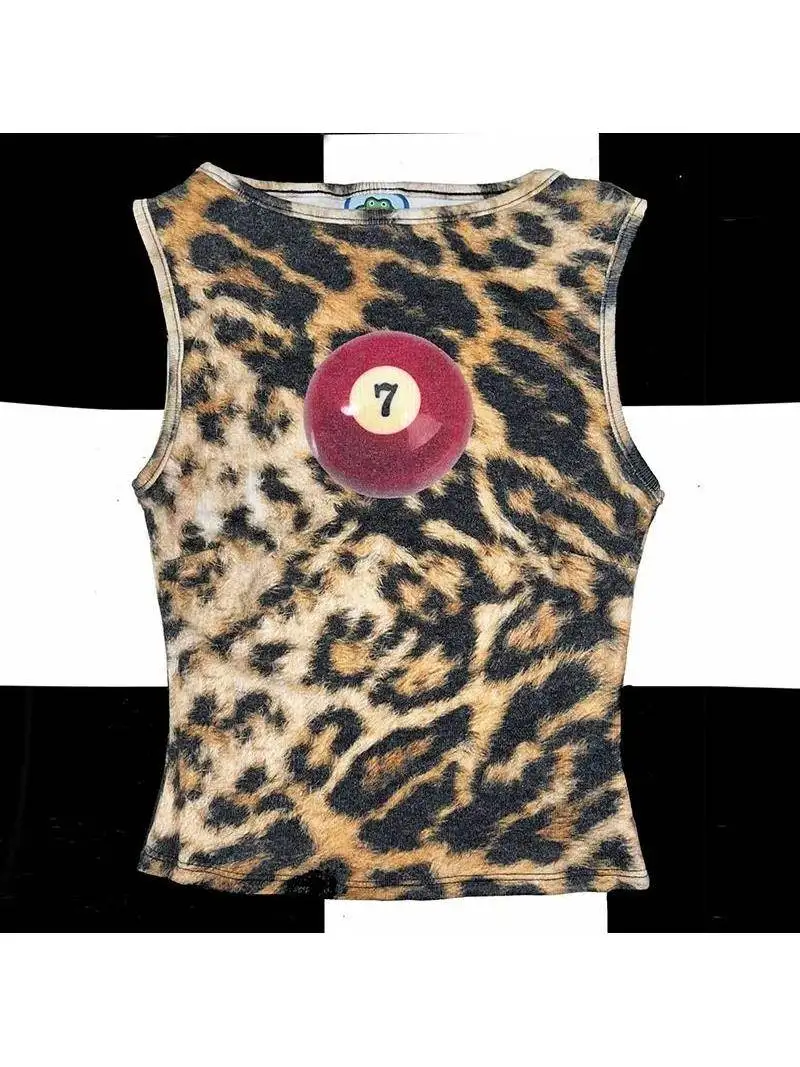 

Y2K Funny Printed Women's Crop Tank Top Svel Sweatirt Trendy Casual Faion Ladies T-irt Other 00% Fabric