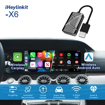iHeylinkit 二合一 CarPlay 無線適配器 CarPlay 迷你盒 Android Auto 加密狗,適用於賓士、奧迪、馬自達、起亞、豐田、大眾等原廠車載收音機 10 最佳銷售 馬自達 CarPlay - №6