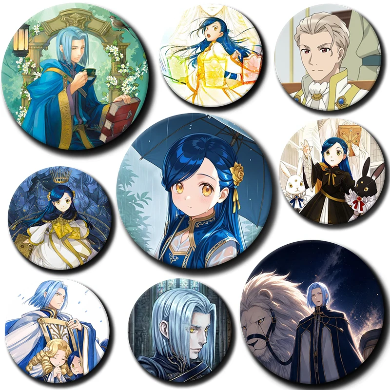 58mm Anime A-Ascendance of A Bookworm Brooch Rozemyne Cartoon Badge on Backpack Accessorys Exquisite Round Button Pins for Gift