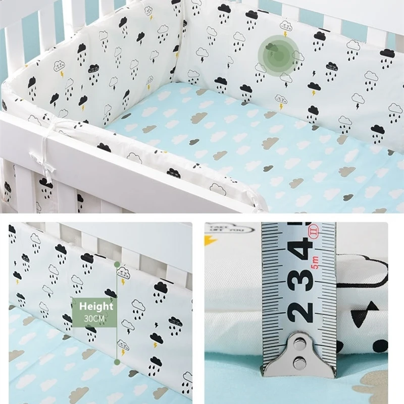 200*30cm Baby Crib Rail Covers Protect Baby Crib Fence Cotton Thicken Baby Bed Bumper One-piece Crib Around Protector