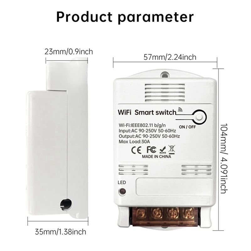 Wifi Smart Switch 30A Relay Module Smart Switch Controllers Home Automation On-Off Timing Speech