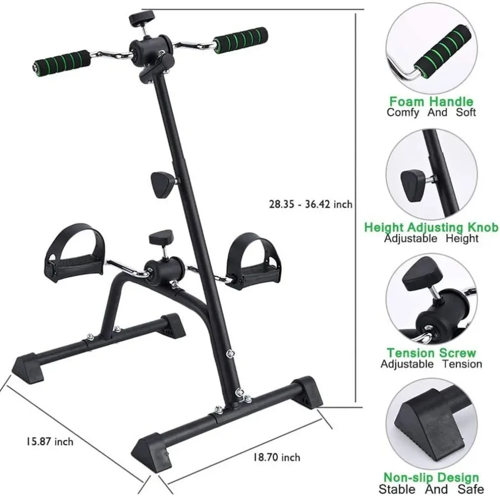 Pedal Exerciser Bike Hand Arm Leg and Knee Peddler Adjustable Fitness Equipment for Seniors, Elderly Home Pedal Exercise