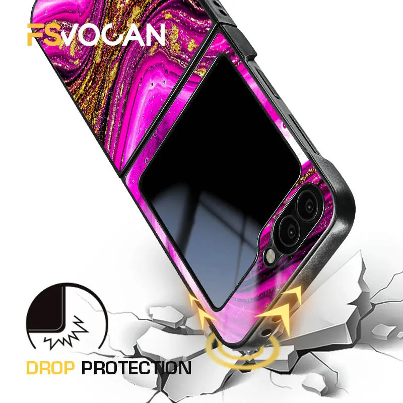 삼성 갤럭시 Z 플립3 플립7 4 5 6 8 마젠타 소용돌이가 귀결점과 얽혀 장치에 빛나는 다채로운 꿈같은 광채를 선사합니다