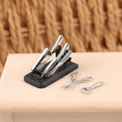 1:12 Dollhouse Miniature Kitchen Knife Set Mini Scissor Peeler Cooking Utensils With Holder Model Kitchen Living Scene Decor Toy