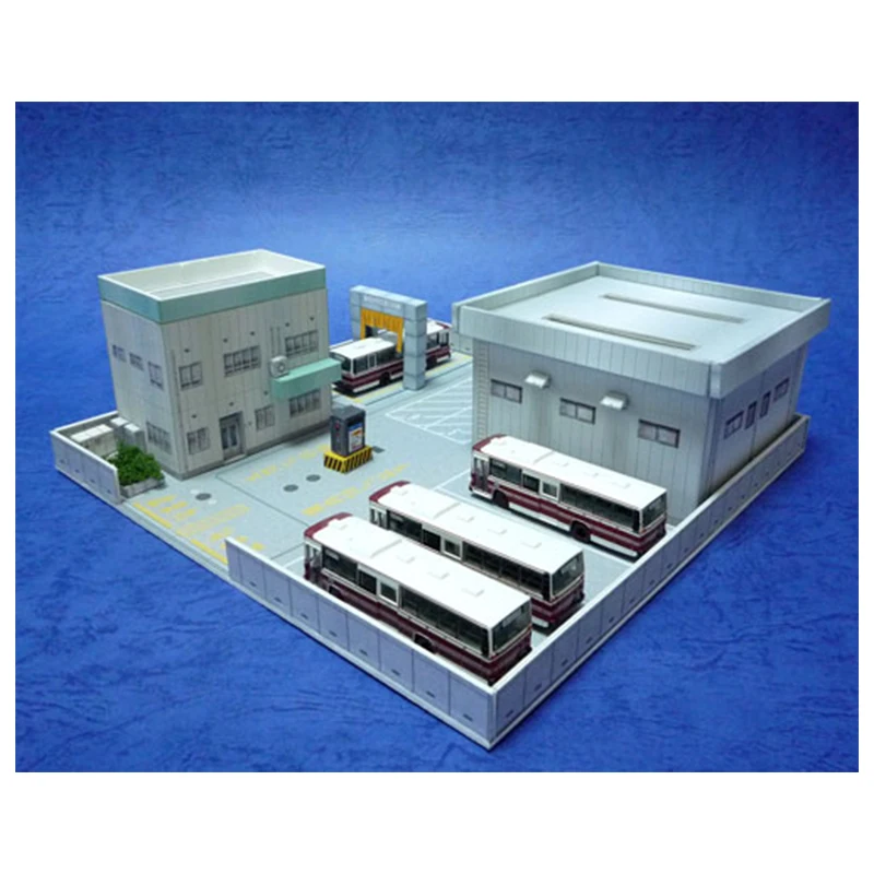 1:150 N-Scale Japanese Building Diorama 3D Paper Model Scene DIY Handmade Ornaments Bus Terminal