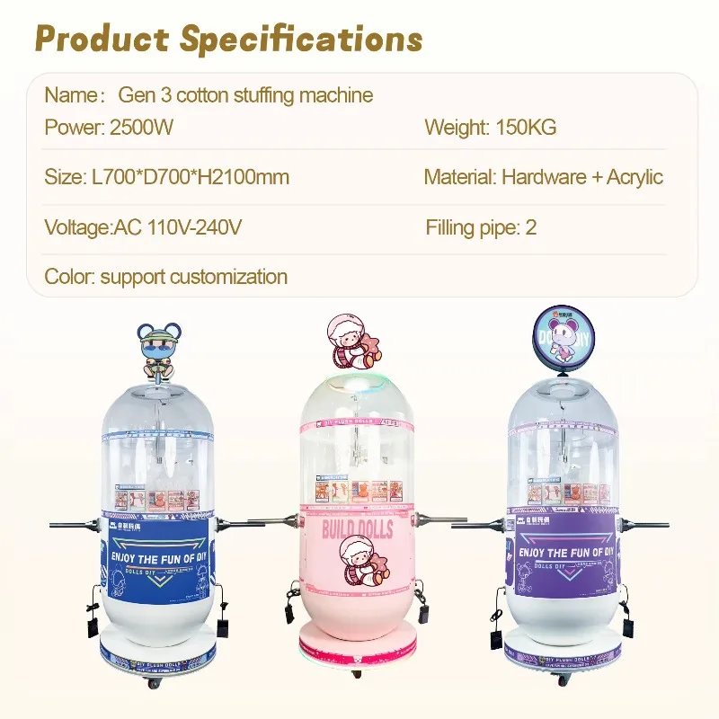 Portable Plush Stuffing Machine, OEM Motor Fiber Filling Equipment for Build Bear Doll DIY Toy Store FL Customized Wholesale