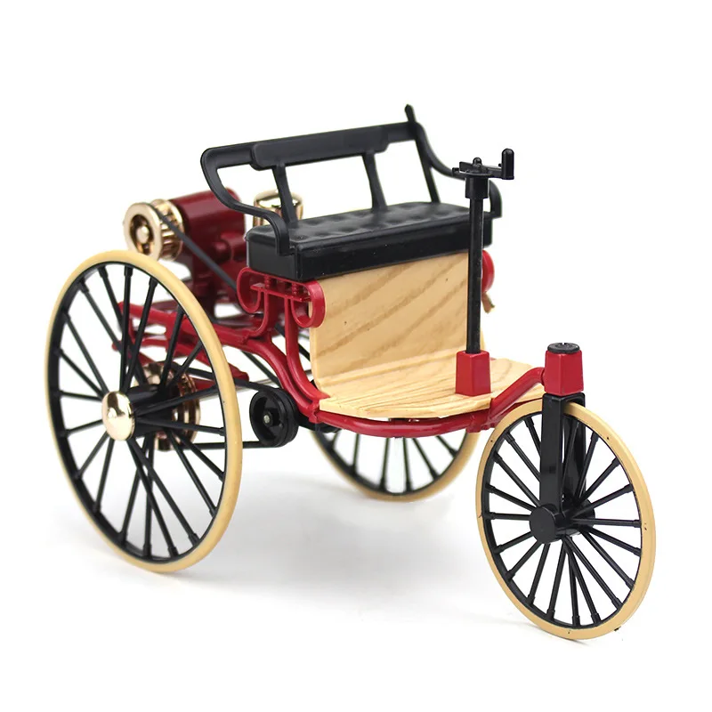 1:12 스케일 합금 클래식 자동차 삼륜차 모델 다이캐스트 금속 장난감 레트로 모델 시뮬레이션 어린이 선물 미니 삼륜 자전거