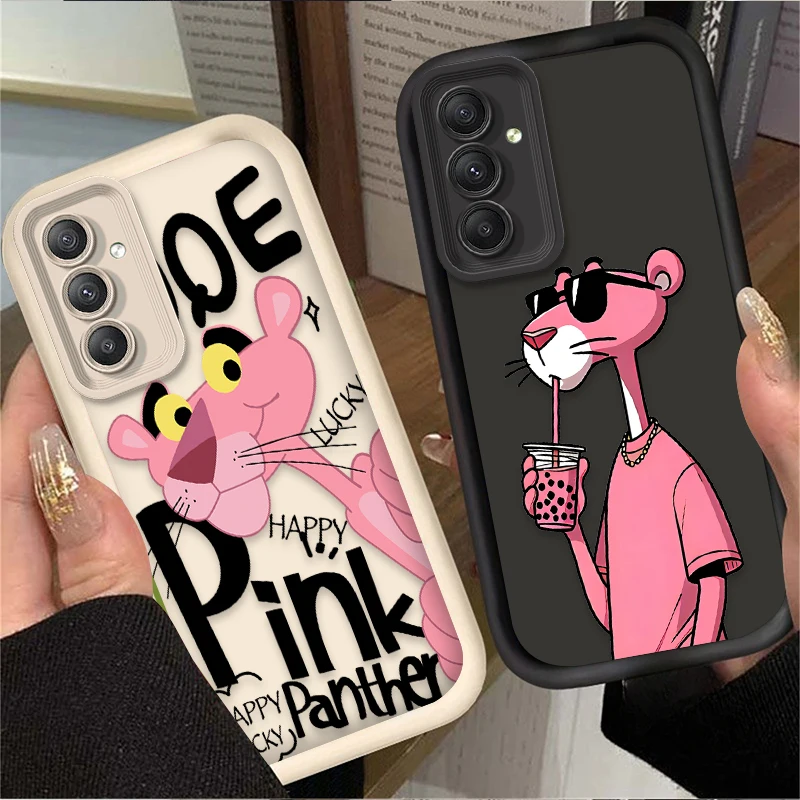 Cartoon Felidae Anima Pink Case For Samsung Galaxy S24 S25 S23 Ultra S22 S21 Plus FE A36 A56 A26 A16