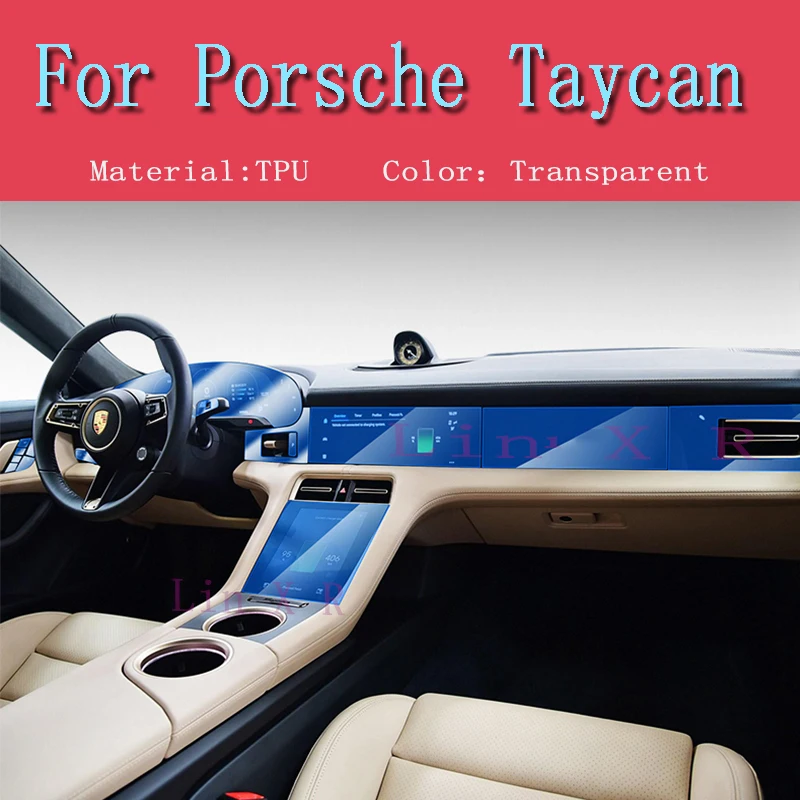 

For PORSCHE TAYCAN 2022 Car Interior Center Console Transparent TPU Protective Film Anti-scratch Repair Film Accessories Refit